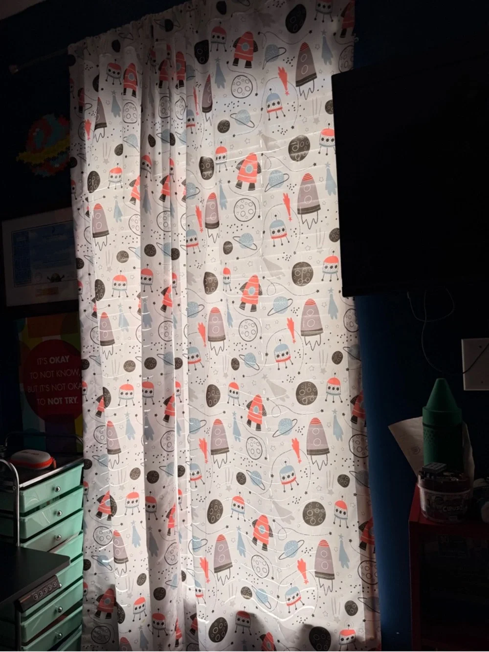 Outer Space / Rocket Kids Curtains - Picture 3 of 4